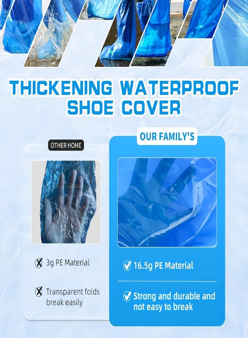 Disposable Shoe Covers and Thicker Boot,70cm Tall Large,Waterproof Sandproof Anti-Slip Overshoe (10 Pairs),Outdoor Indoors Overshoes(Blue) - Image 4